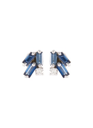 Main View - Click To Enlarge - SUZANNE KALAN - 'Fireworks' diamond sapphire 18k white gold stud earrings