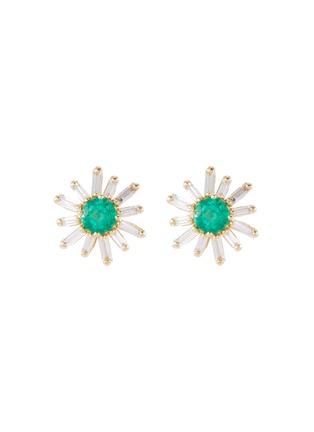 Main View - Click To Enlarge - SUZANNE KALAN - 'Fireworks' diamond emerald 18k yellow gold earrings