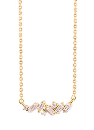 Main View - Click To Enlarge - SUZANNE KALAN - Diamond 18k yellow gold mini bar necklace