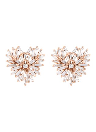 Main View - Click To Enlarge - SUZANNE KALAN - 'Fireworks' diamond 18k rose gold heart earrings