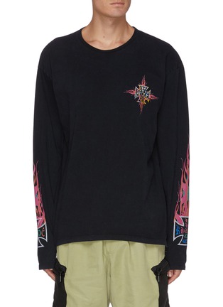 Main View - Click To Enlarge - RHUDE - Neon flame patch T-shirt