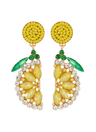 Main View - Click To Enlarge - KENNETH JAY LANE - Glass crystal seedbeads top lemon slice pierced earrings