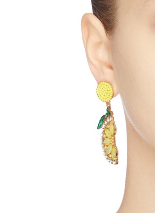 Figure View - Click To Enlarge - KENNETH JAY LANE - Glass crystal seedbeads top lemon slice pierced earrings