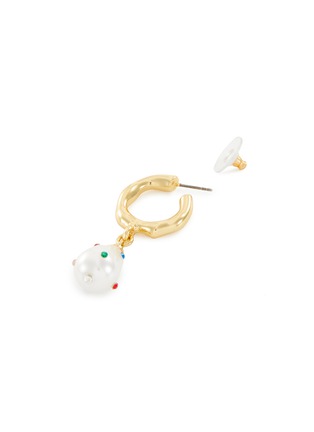 Detail View - Click To Enlarge - KENNETH JAY LANE - Pearl drop glass crystal hoop pierced earrings