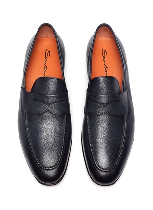 Detail View - Click To Enlarge - SANTONI - 'Carlos' flexi grainy leather penny loafers