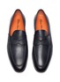 Detail View - Click To Enlarge - SANTONI - 'Carlos' flexi grainy leather penny loafers