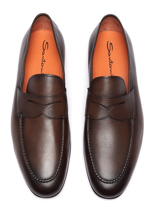 Detail View - Click To Enlarge - SANTONI - 'Carlos' flexi leather penny loafers