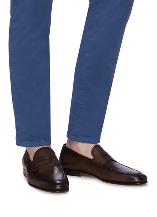 Figure View - Click To Enlarge - SANTONI - 'Carlos' flexi leather penny loafers