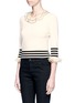 Front View - Click To Enlarge - ALEXANDER MCQUEEN - Rib trim ruffle collar knit top