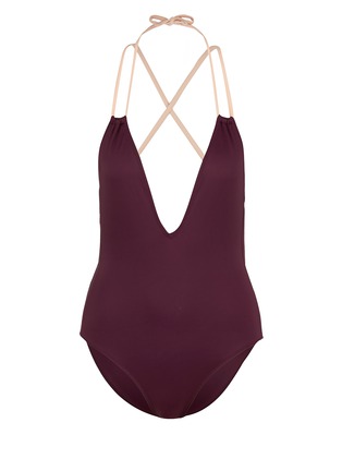 Main View - Click To Enlarge - SOLID & STRIPED - 'Alexandra' cross back one-piece swimsuit