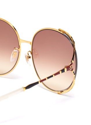 Detail View - Click To Enlarge - GUCCI - LARGE ROUND Y-SHAPE TEMPLE METAL FRAME SUNGLASSES