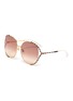 Main View - Click To Enlarge - GUCCI - LARGE ROUND Y-SHAPE TEMPLE METAL FRAME SUNGLASSES