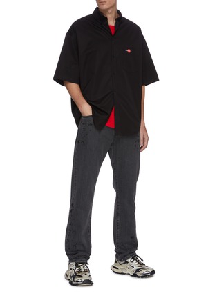 Figure View - Click To Enlarge - BALENCIAGA - Uniform' oversized logo print placket shirt