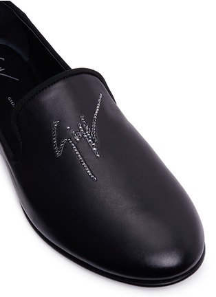 Detail View - Click To Enlarge - 73426 - 'Cornell' crystal logo leather loafers