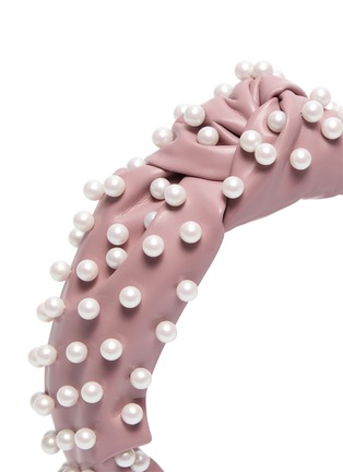 Detail View - Click To Enlarge - LELE SADOUGHI - Pearl embellished knotted leather headband