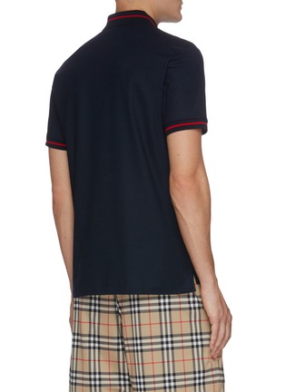 Back View - Click To Enlarge - BURBERRY - Logo appliqué cotton piqué polo shirt