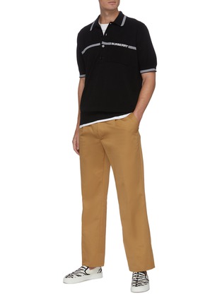 Figure View - Click To Enlarge - BURBERRY - Logo embroidered wool knit polo shirt
