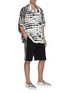 Figure View - Click To Enlarge - BURBERRY - Cape detail monochromatic zebra print shirt