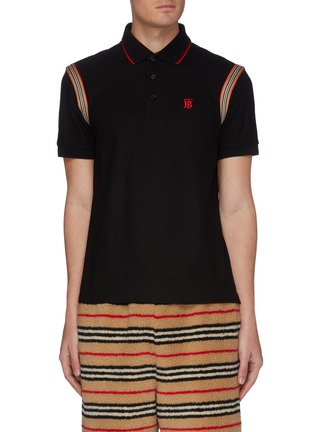 Main View - Click To Enlarge - BURBERRY - Contrast stripe logo embroidered polo