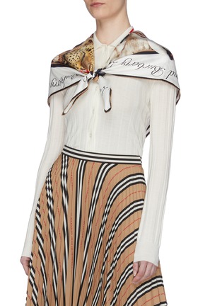 Figure View - Click To Enlarge - BURBERRY - Animal print silk scarf