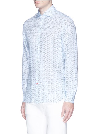 Front View - Click To Enlarge - ISAIA - 'Como' leaf print linen shirt