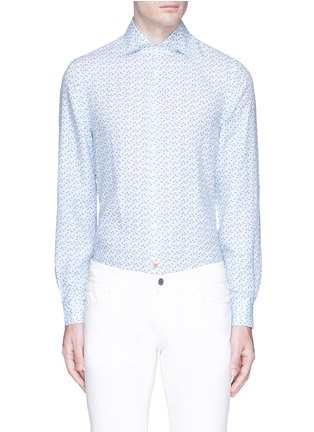 Main View - Click To Enlarge - ISAIA - 'Como' leaf print linen shirt