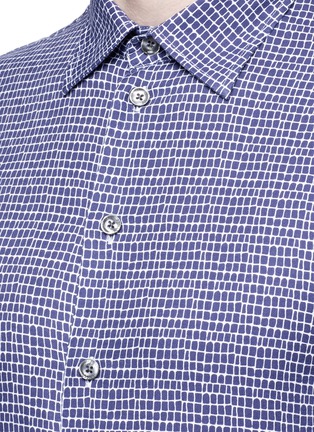 Detail View - Click To Enlarge - ARMANI COLLEZIONI - Square print basketweave shirt