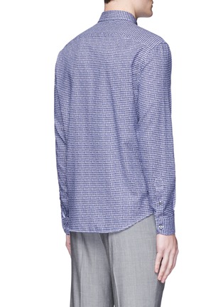Back View - Click To Enlarge - ARMANI COLLEZIONI - Square print basketweave shirt