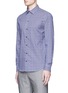 Front View - Click To Enlarge - ARMANI COLLEZIONI - Square print basketweave shirt