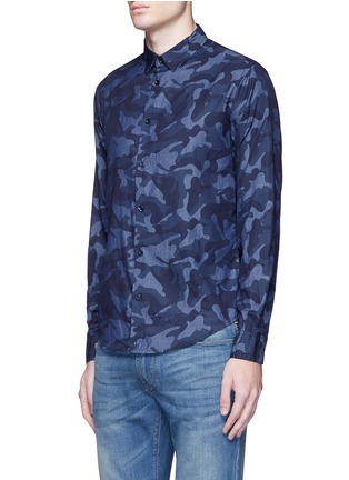 Front View - Click To Enlarge - ARMANI COLLEZIONI - Camouflage print poplin shirt