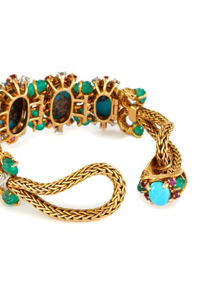  - PALAIS ROYAL - Mauboussin turquoise 18k gold earrings, bracelet, ring and necklace parure