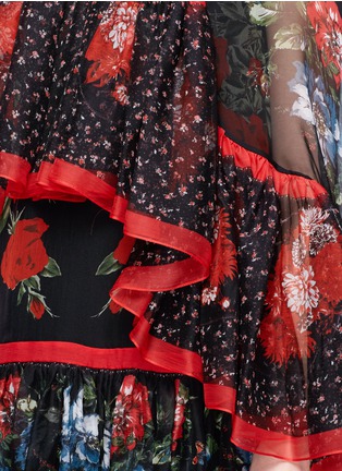 Detail View - Click To Enlarge - ALEXANDER MCQUEEN - Floral print tiered chiffon cape dress