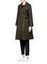 Front View - Click To Enlarge - MO&CO. EDITION 10 - Tie waist wool blend melton coat