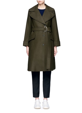 Main View - Click To Enlarge - MO&CO. EDITION 10 - Tie waist wool blend melton coat