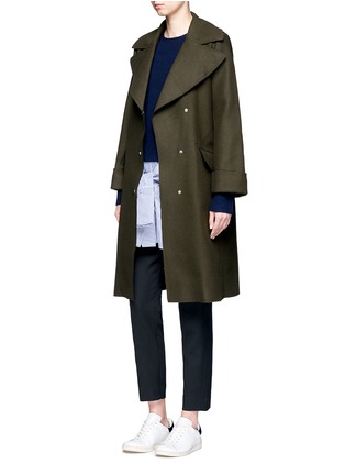 Figure View - Click To Enlarge - MO&CO. EDITION 10 - Tie waist wool blend melton coat