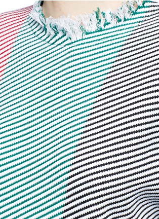 Detail View - Click To Enlarge - PORTS 1961 - Abstract cuff frayed stripe knit top