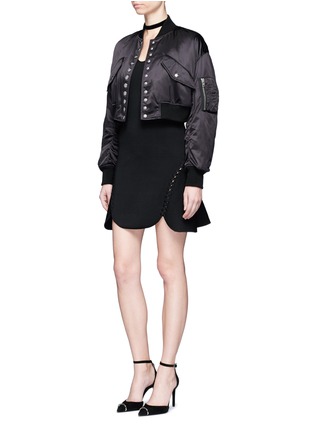Figure View - Click To Enlarge - ALEXANDER WANG - Laced cutout knit dress