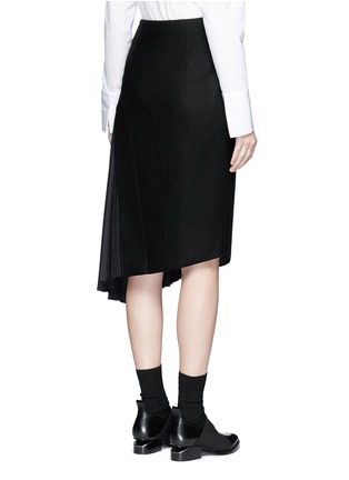 Back View - Click To Enlarge - MO&CO. EDITION 10 - Plissé underlay felted wool blend asymmetric skirt