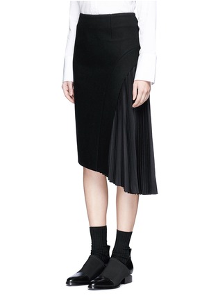 Front View - Click To Enlarge - MO&CO. EDITION 10 - Plissé underlay felted wool blend asymmetric skirt