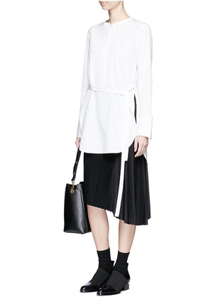 Figure View - Click To Enlarge - MO&CO. EDITION 10 - Plissé underlay felted wool blend asymmetric skirt