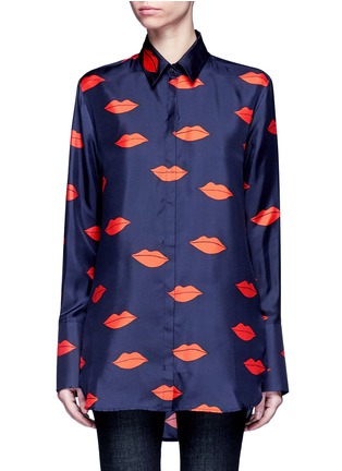 Main View - Click To Enlarge - VICTORIA, VICTORIA BECKHAM - Scattered lip print silk twill shirt