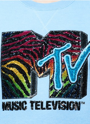 Detail View - Click To Enlarge - MARC JACOBS - x MTV Sequin logo embroidered bonded T-shirt