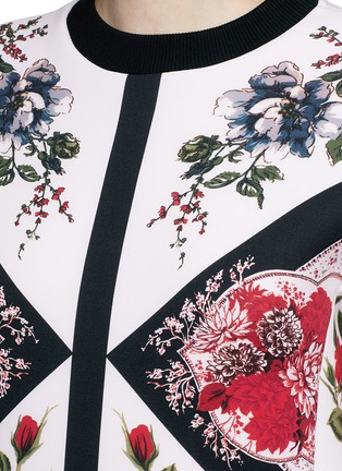 Detail View - Click To Enlarge - ALEXANDER MCQUEEN - Floral tablecloth print neoprene sweatshirt