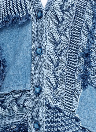 Detail View - Click To Enlarge - STELLA MCCARTNEY - Denim patch mixed knit cardigan
