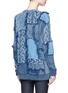 Back View - Click To Enlarge - STELLA MCCARTNEY - Denim patch mixed knit cardigan