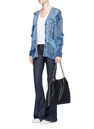 Figure View - Click To Enlarge - STELLA MCCARTNEY - Denim patch mixed knit cardigan