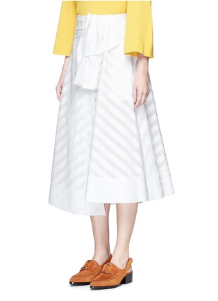 Front View - Click To Enlarge - EMILIO PUCCI - Frayed embroidered stripe wrap skirt