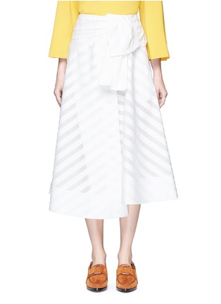 Main View - Click To Enlarge - EMILIO PUCCI - Frayed embroidered stripe wrap skirt