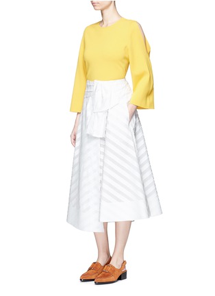 Figure View - Click To Enlarge - EMILIO PUCCI - Frayed embroidered stripe wrap skirt