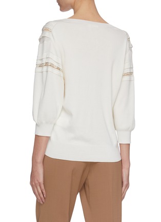 Back View - Click To Enlarge - CHLOÉ - Lace trim panelled V-neck knit top